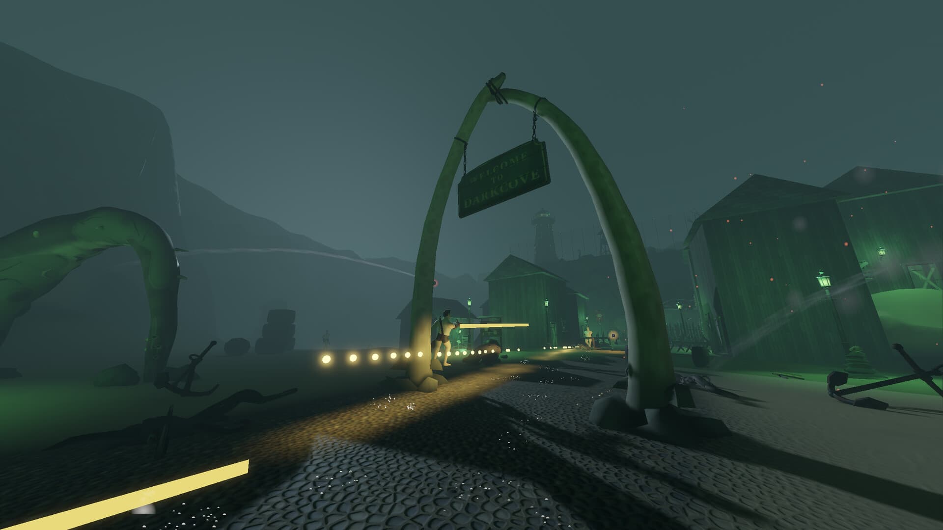 The whale-bone gate to Darkcove.